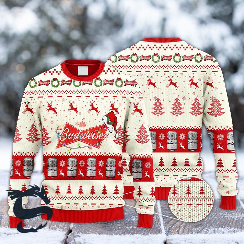Budweiser Reindeer Snowy Night Ugly Sweater HU