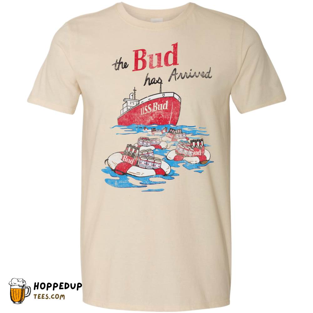 Budweiser Ship Print on Natural Cotton T-Shirt – HU