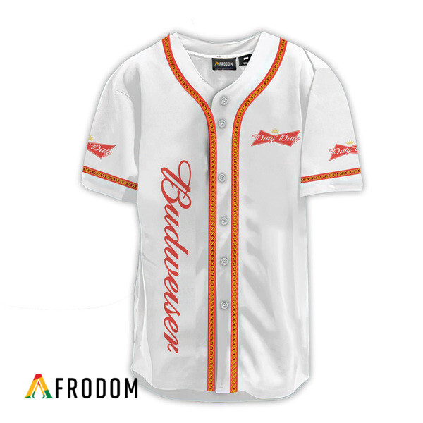 Budweiser White Dilly Dilly Baseball Jersey HU