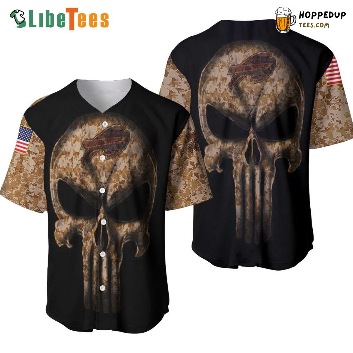 Buffalo Bills Baseball Jersey Camouflage Skull Perfect Gifts For Your Loved Ones Jersey Shirt