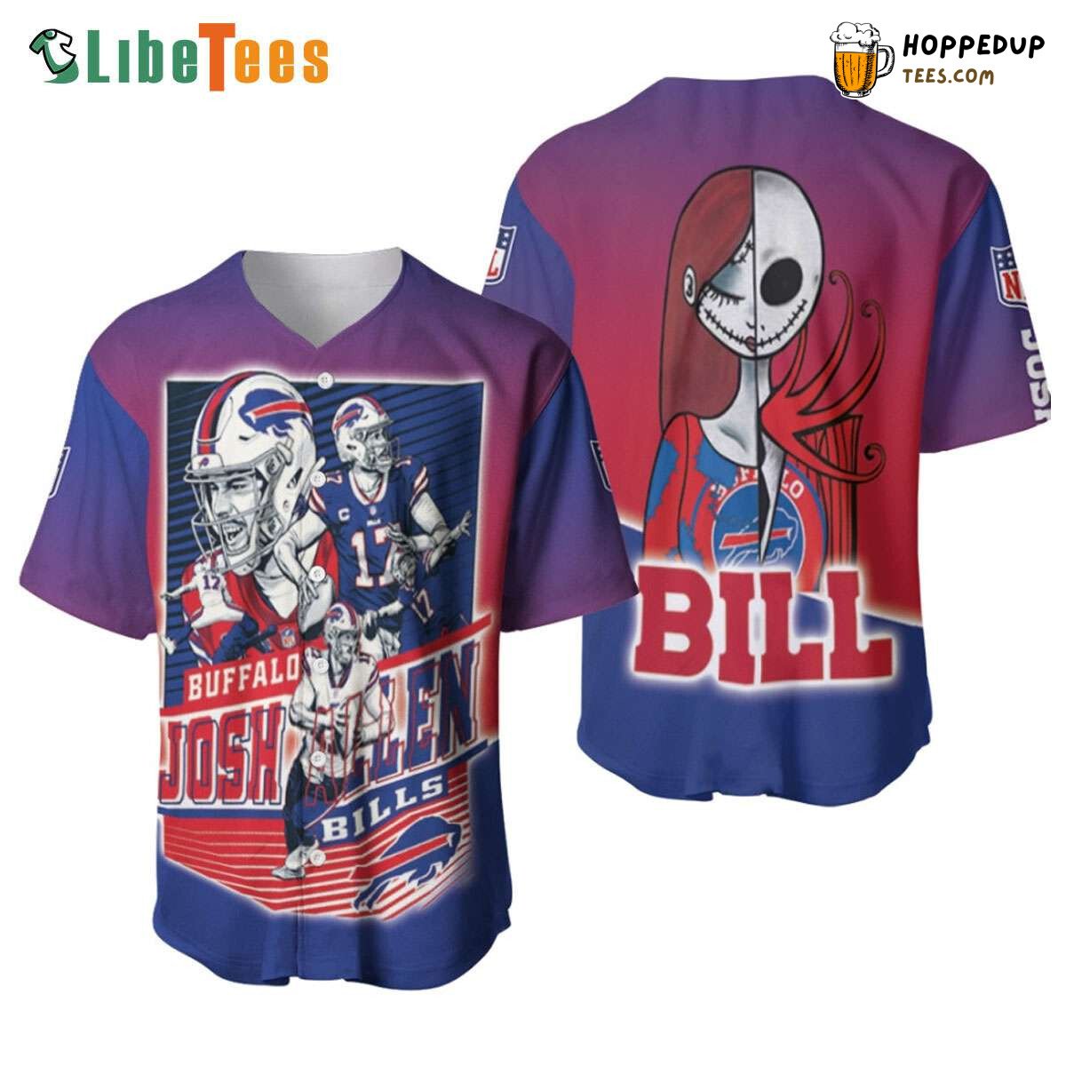 Buffalo Bills Baseball Jersey With Jack Skellington And Sally