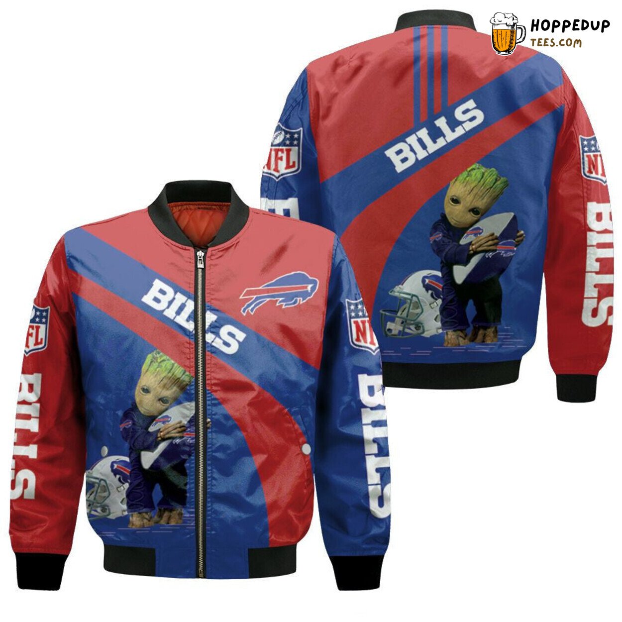 Buffalo Bills Groot Hugs Ball Super Bowl Distinctive 3D Bomber Jacket