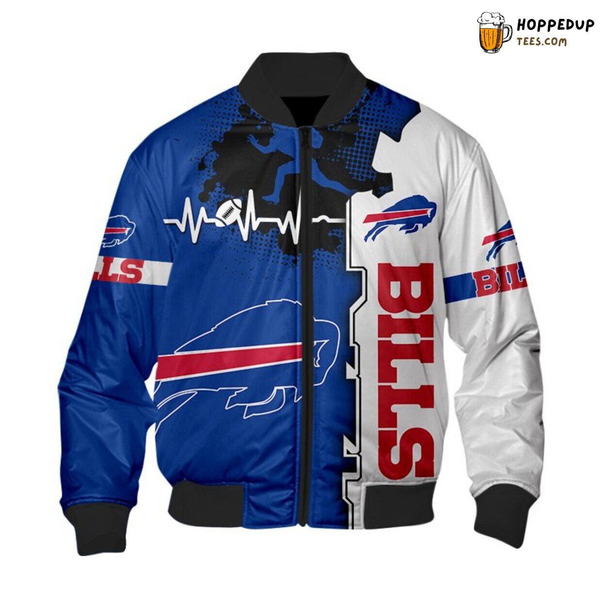 Buffalo Bills Heart ECG Graphic Bomber Jacket Modern Choice Trend Design