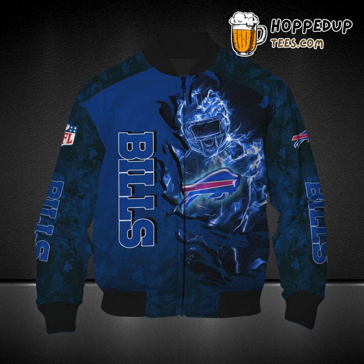 Buffalo Bills NFL Blue Scratch Art Fan Favorite Bomber Jacket