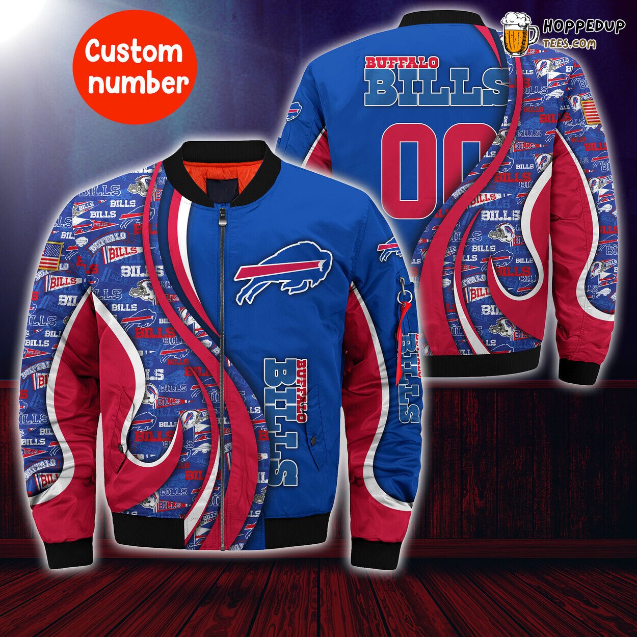 Buffalo Bills NFL Bomber Jacket Custom Number Design Authentic Choice Wear
