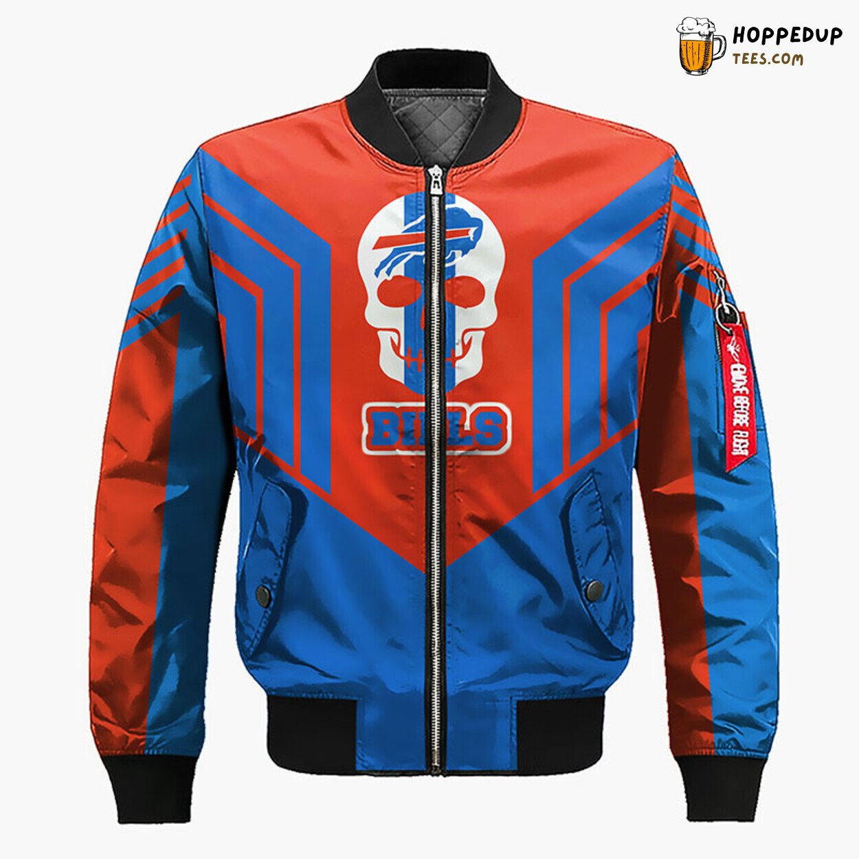 Buffalo Bills NFL Skull Red Blue Bomber Jacket Distinct Design