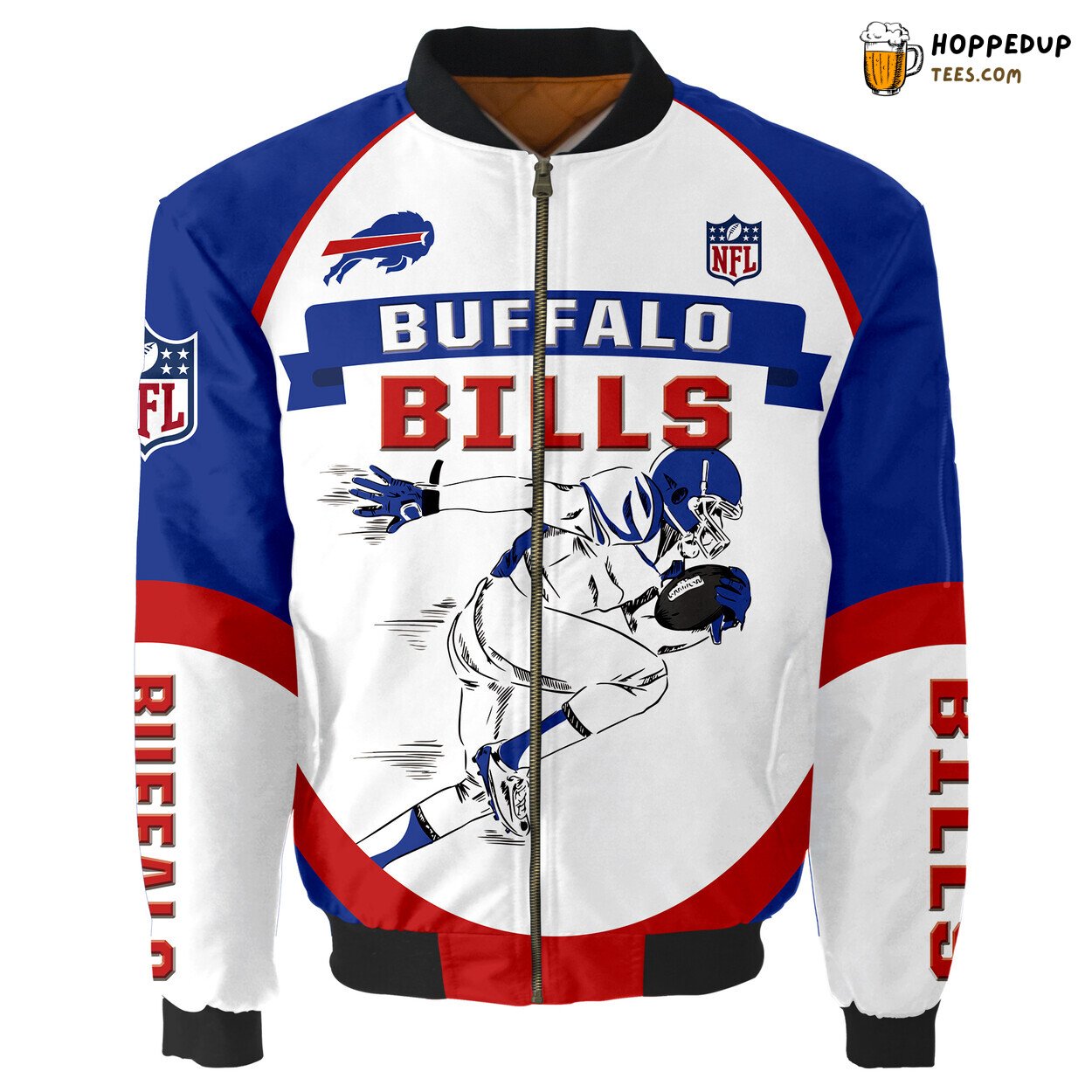 Buffalo Bills Running Men Graphic Bomber Jacket Distinctive Fan’s Gift Pick