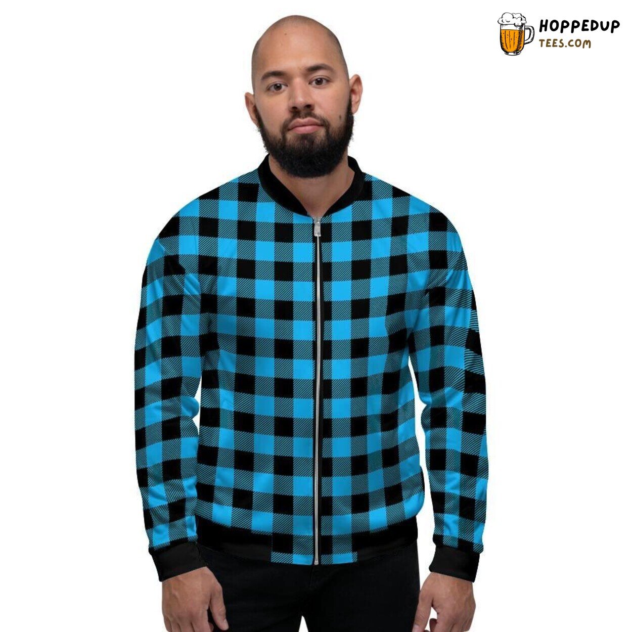Buffalo Blue Plaid Patterns Display Men’s Bomber Jacket Traditional Tribute