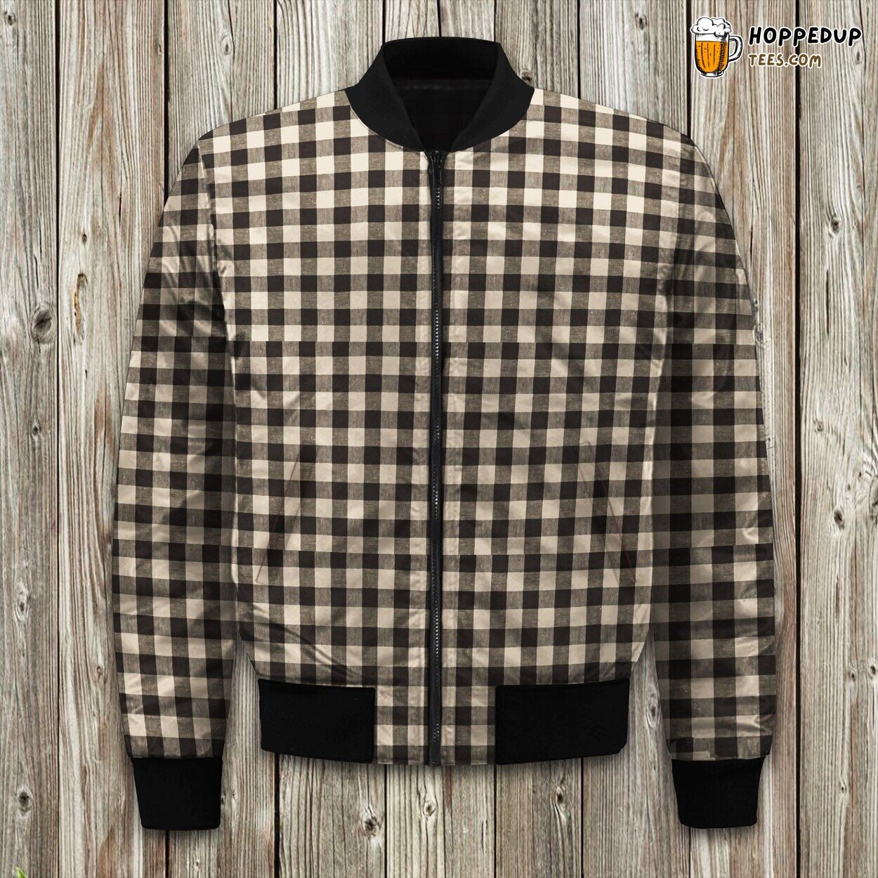 Buffalo Check Tan Bomber Jacket