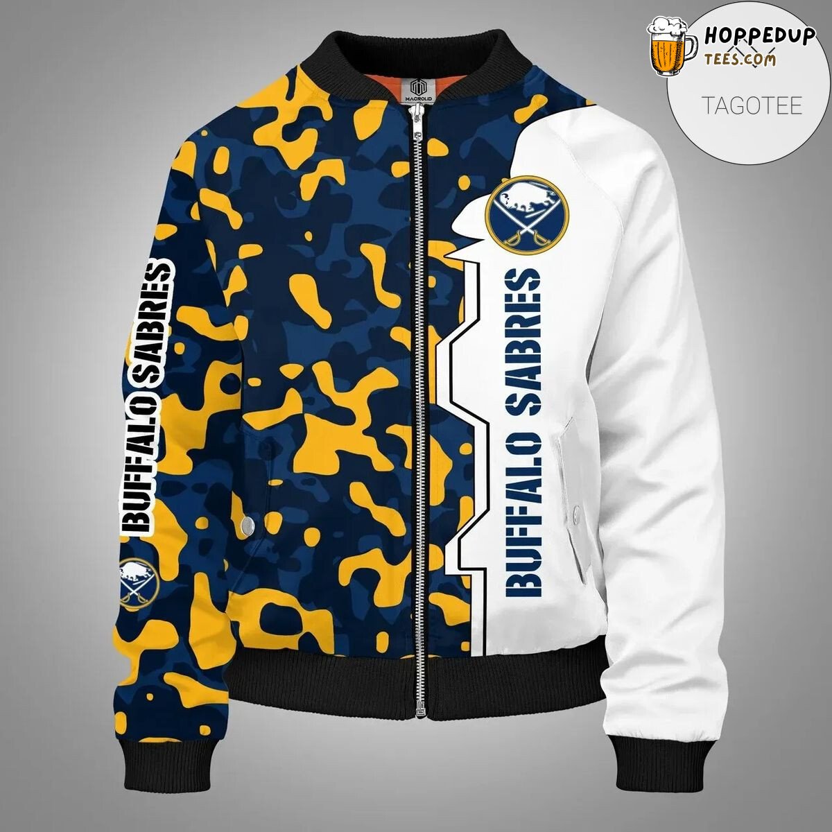 Buffalo Sabres NHL Camo White Style Fan Bomber Jacket Edge