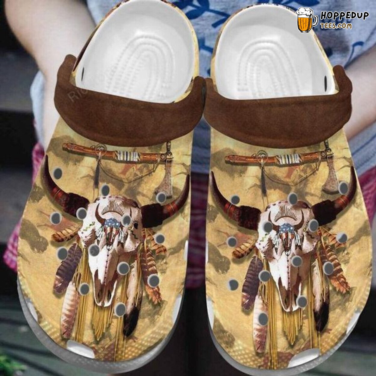 Buffalo Skull Native American Cool Gift Brother Themed Clogs