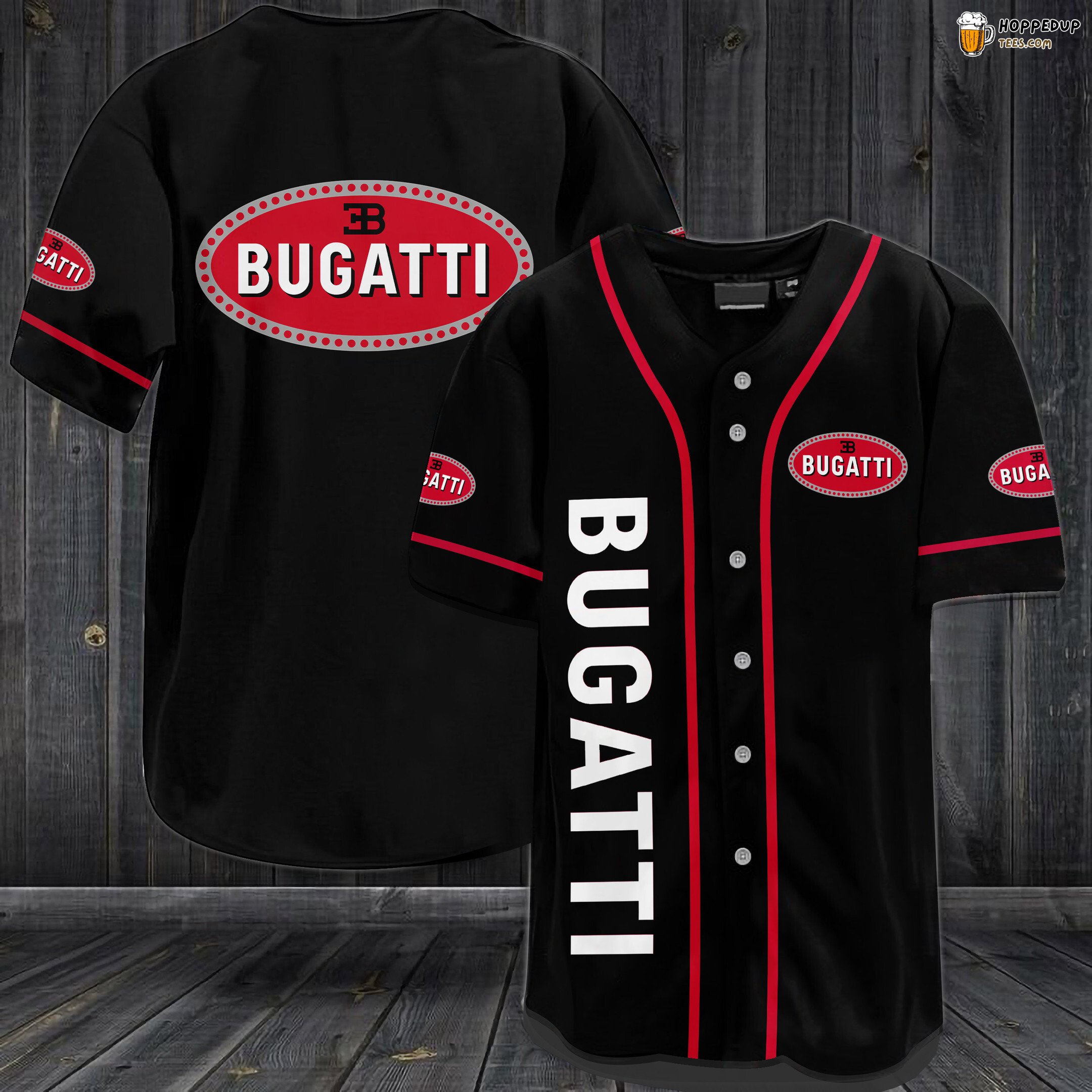 Bugatti Logo Baseball Jersey Black Unisex Jersey Shirt