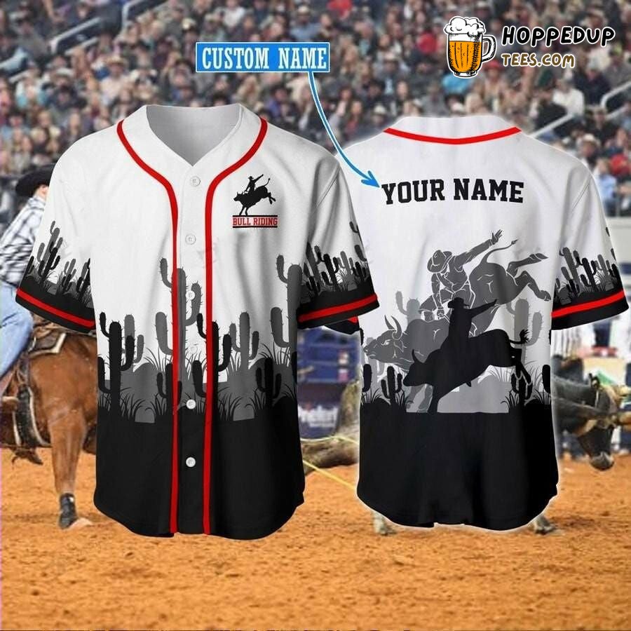 Bull Riding Cactus Theme Baseball Jersey Personalized Distinctive Design