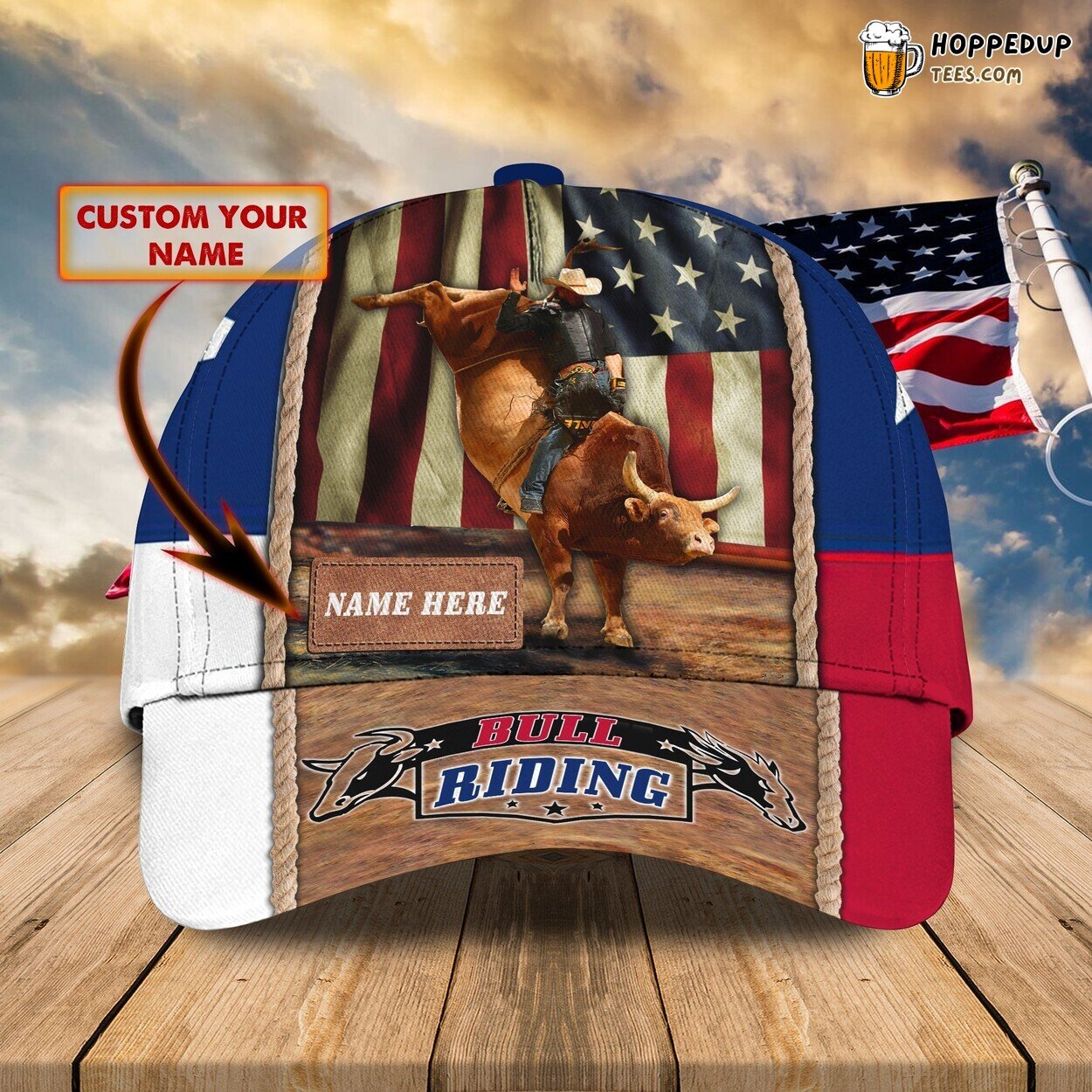 Bull Riding Texas 3D Classic Cap Personalized Name Unique Elegant Design