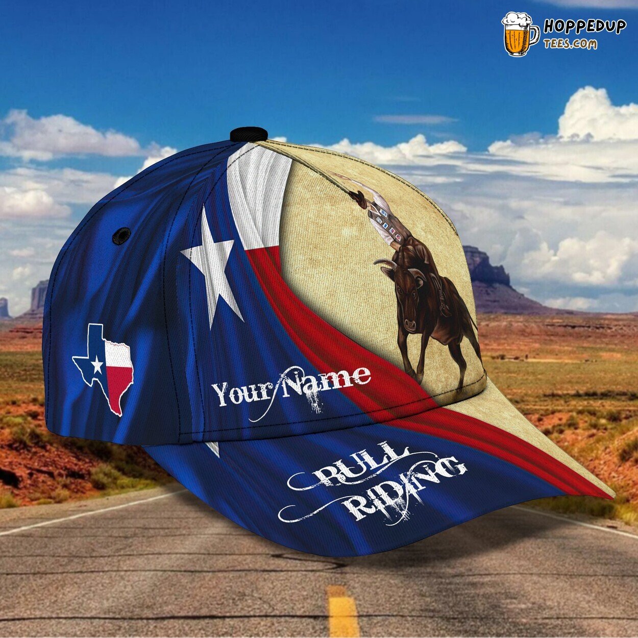 Bull Riding Theme 3D Classic Cap Personalized Name Elegant Unique Premium Style