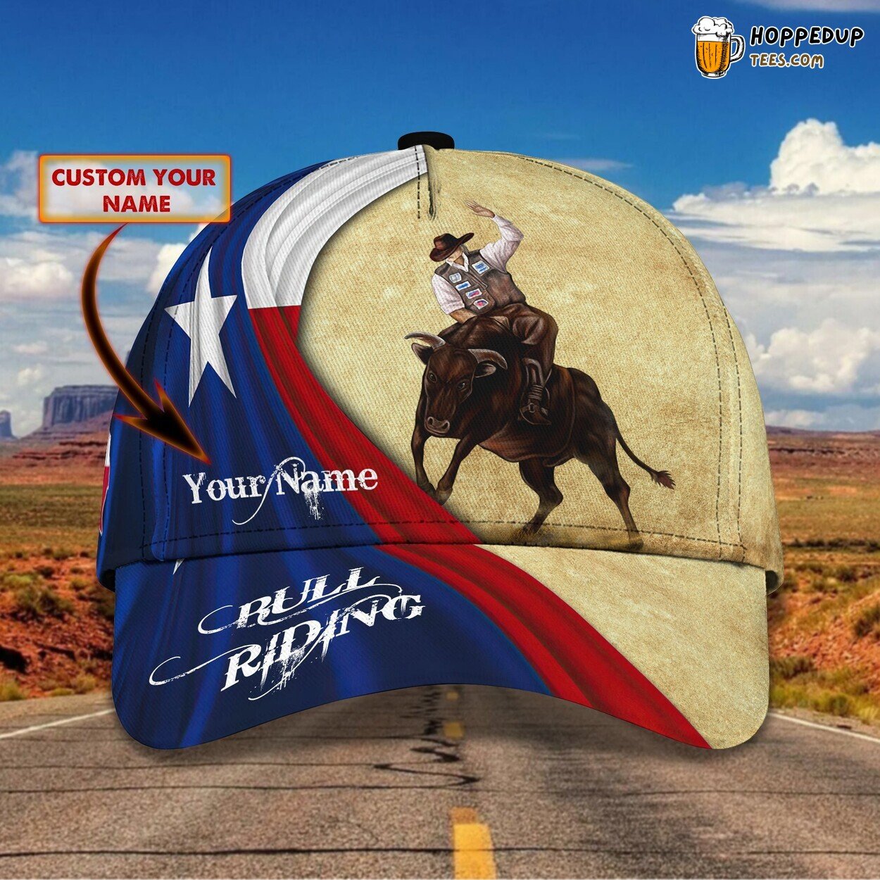 Bull Riding Theme 3D Classic Cap Personalized Name Elegant Unique Premium Style
