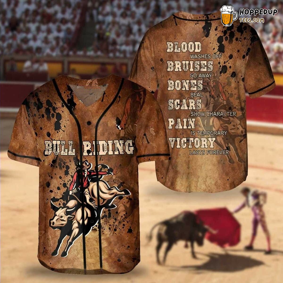 Bull Riding Victory Eternal Theme Baseball Jersey Unique Design Style