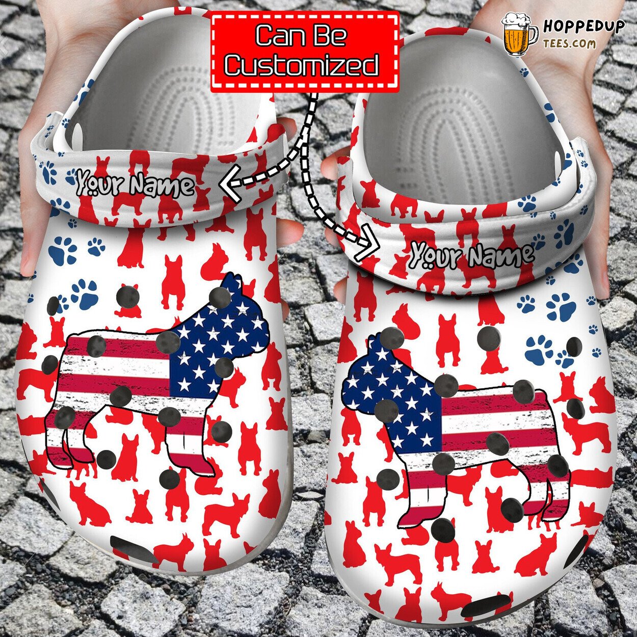 Bulldog American Flag Theme Comfortable Clogs Animal Print Footwear