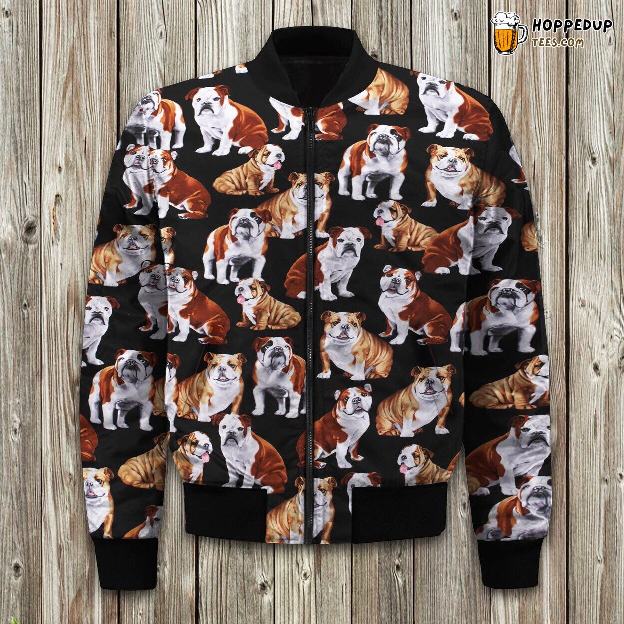 Bulldog Black Brown Fashion Bomber Jacket