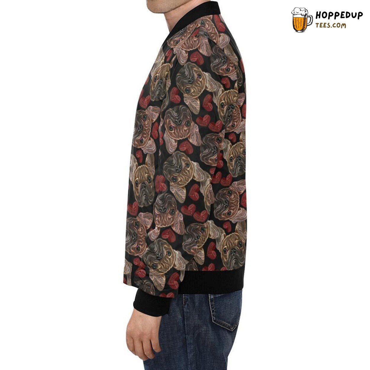Bulldog Crochet Pattern Print Men’s Bomber Jacket Unique Design