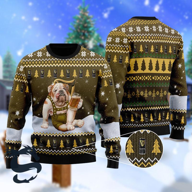 Bulldog Drink Guinness Beer Christmas Sweater HU