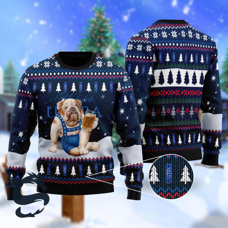Bulldog Drink Michelob Ultra Beer Ugly Christmas Sweater HU