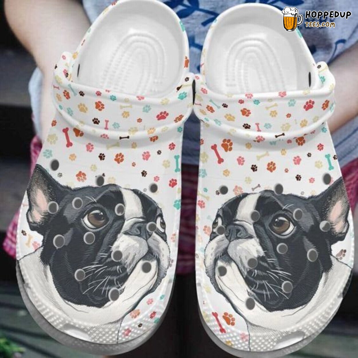 Bulldog Icon Themed Rubber Clog Shoes Comfy Footwear for Dog Enthusiasts