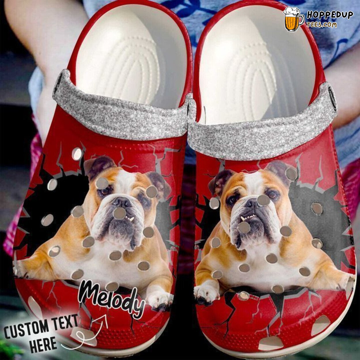 Bulldog Personalized Crack Wall Themed Classic Comfort Clogs Shoes