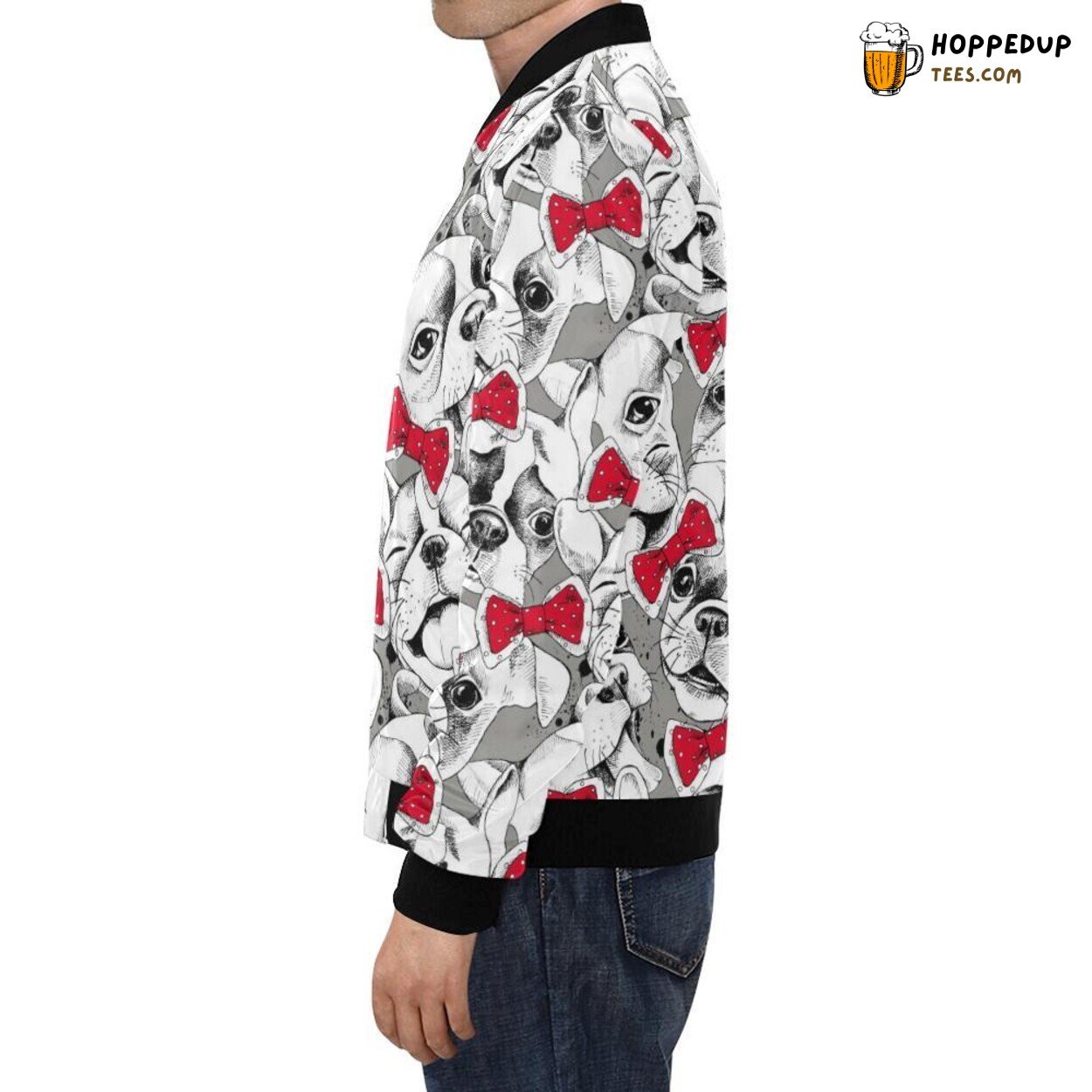 Bulldog Tuxedo Pattern Print Men’s Bomber Jacket Exclusive Design