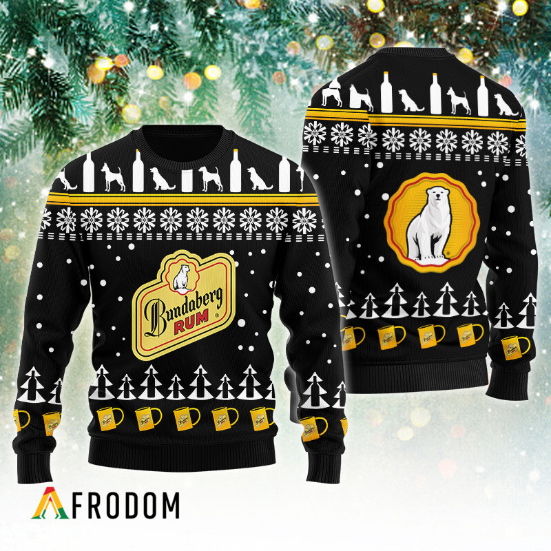 Bundaberg Rum Puppy Snowflake Pattern Christmas Ugly Sweater HU