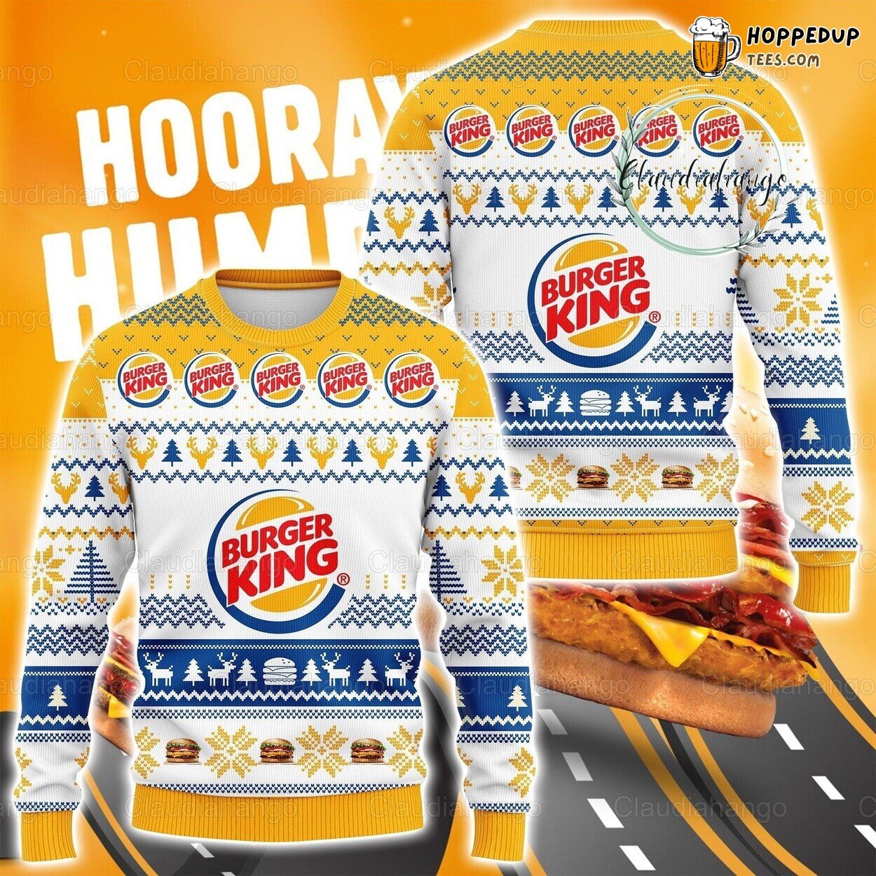 Burger King Ugly Christmas Sweater Fast Food Festive Winter Design