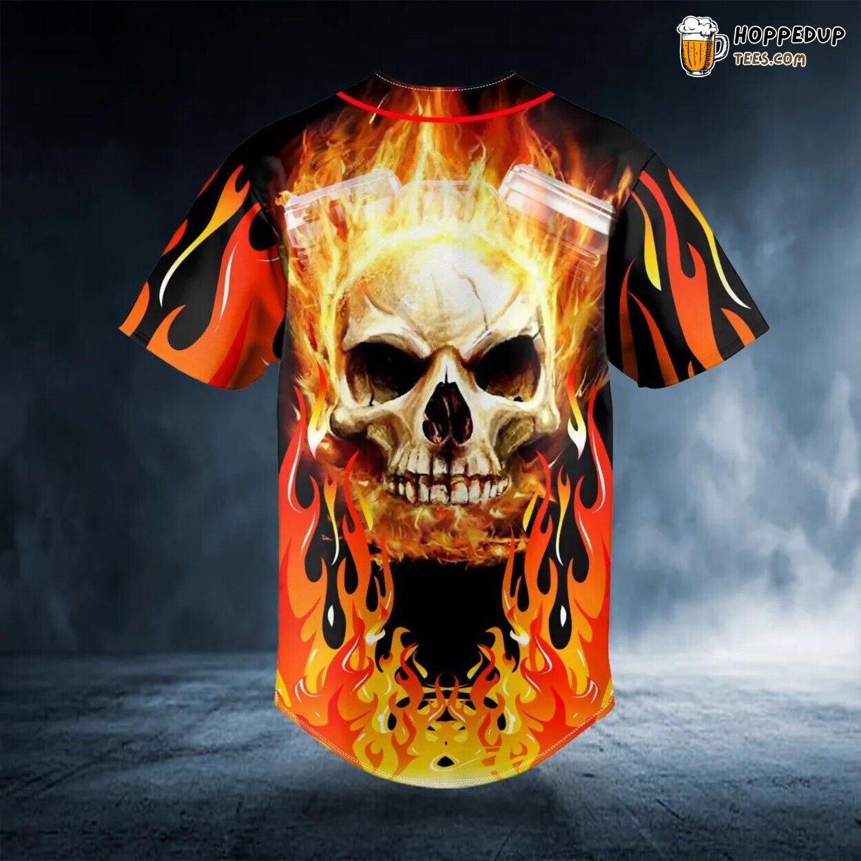 Burning Fire Skull Baseball Jersey Unique Viking 3D Print Special Edition