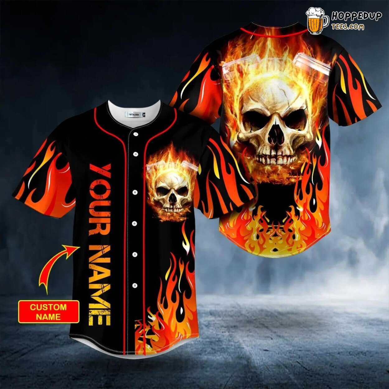Burning Fire Unique Design Skull Tailored Baseball Jersey Custom