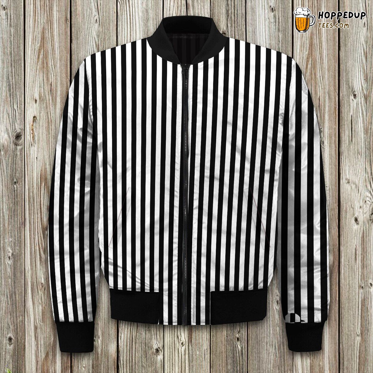 Burtons Vertical Stripes Black White Bomber Jacket