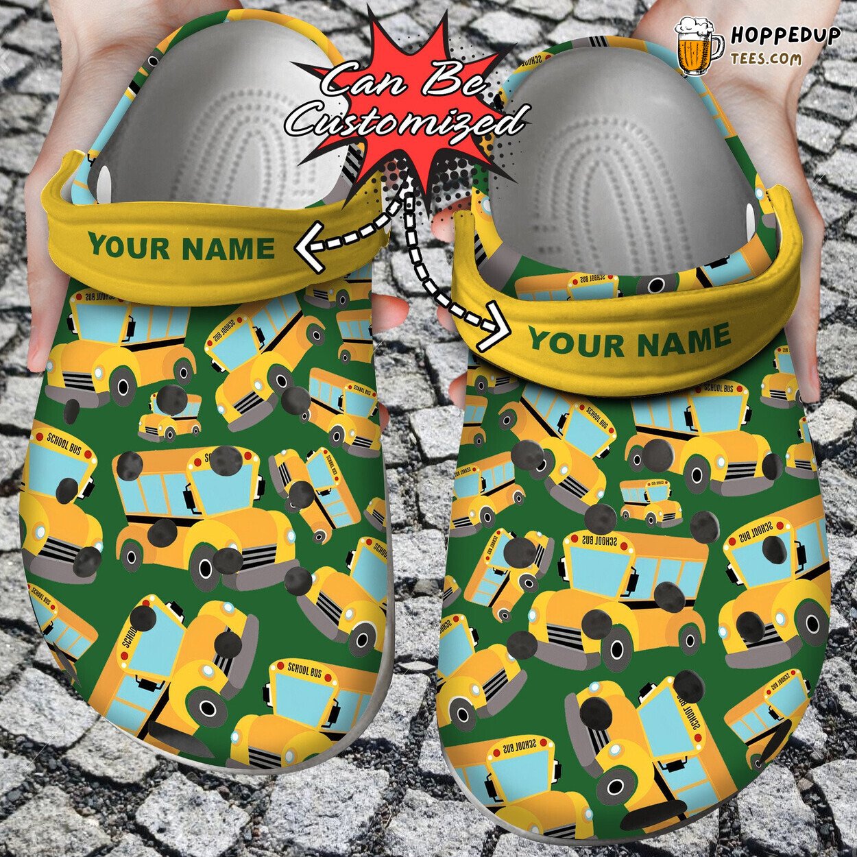 Bus Driver Yellow Pattern School Theme Comfortable Clogs Footwear