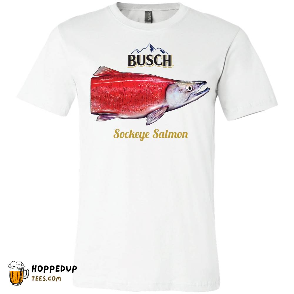 Busch Beer Sockeye Salmon Can White Tee HU