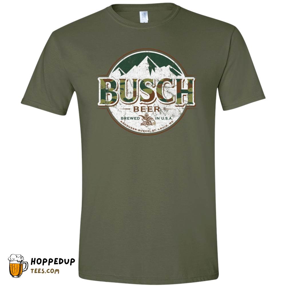 Busch Camo Logo Military Green Tee Stealthy Style HU