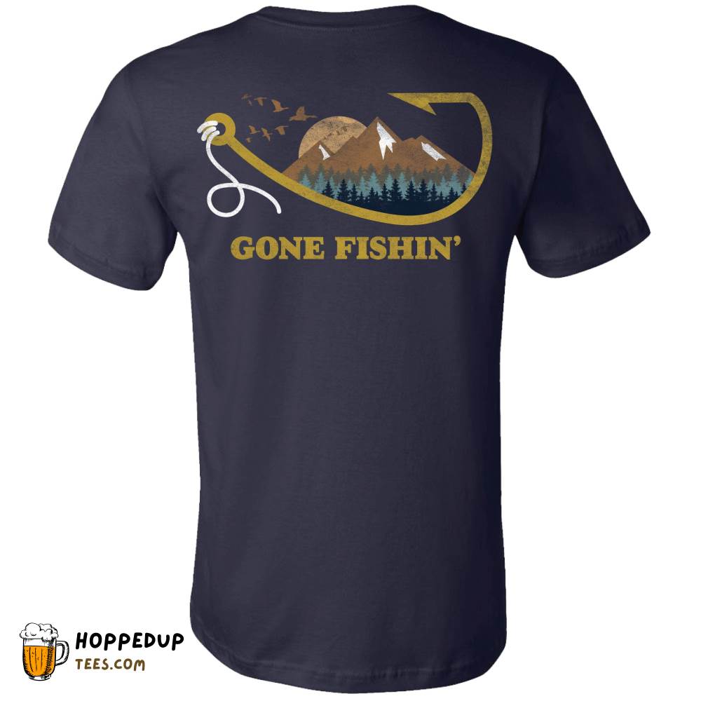 Busch Fishing Gone Fishin 2 Navy T-Shirt Exciting HU