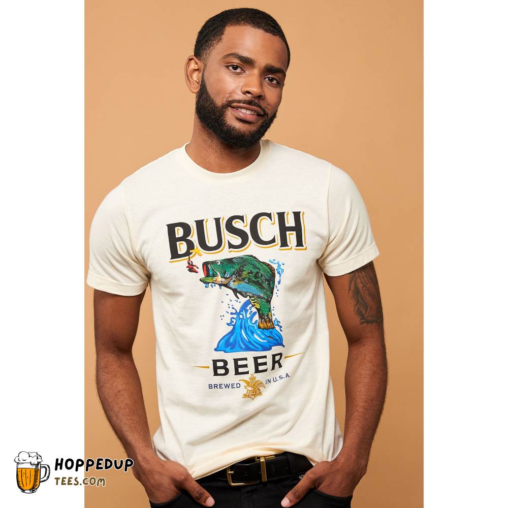 Busch Jumping Bass Natural Tee Fishing Enthusiast HU Busch Jumping Bass Natural Tee Fishing Enthusiast HU