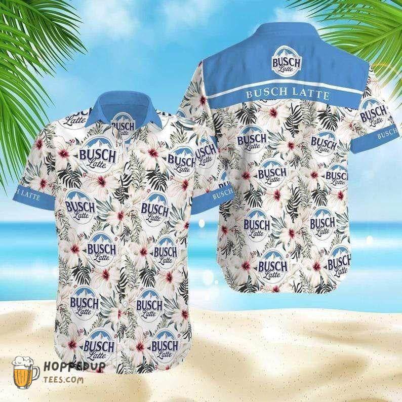 Busch Latte Beer White Blue Hawaiian Shirt