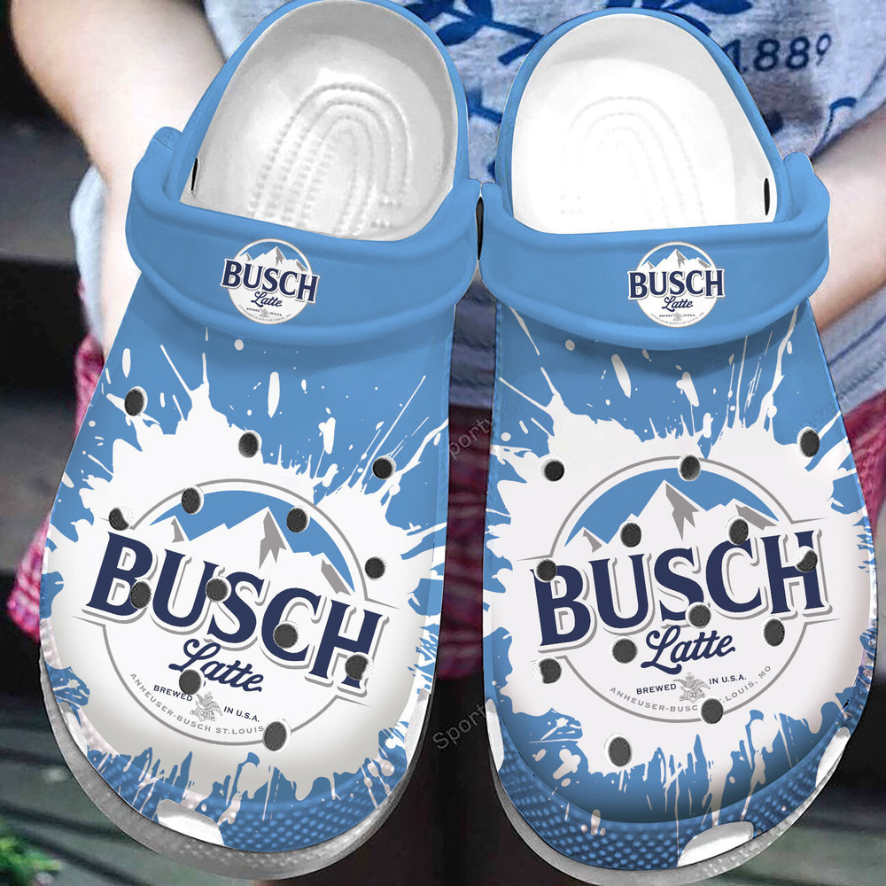 Busch Latte Brewed USA Blue Clogs Shoes HU