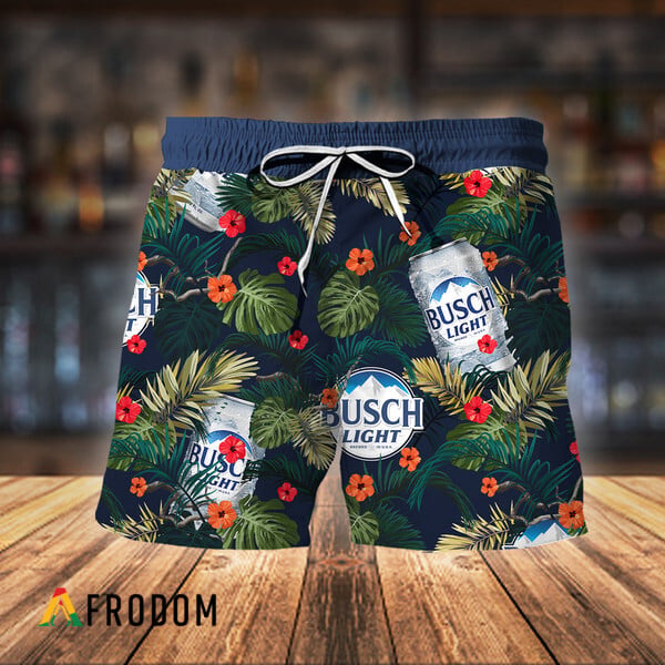 Busch Light Aloha Summer Flowers Design Hawaiian Shorts HU