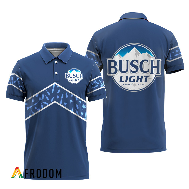 Busch Light Beer Blue Wine Pattern Polo Shirt HU