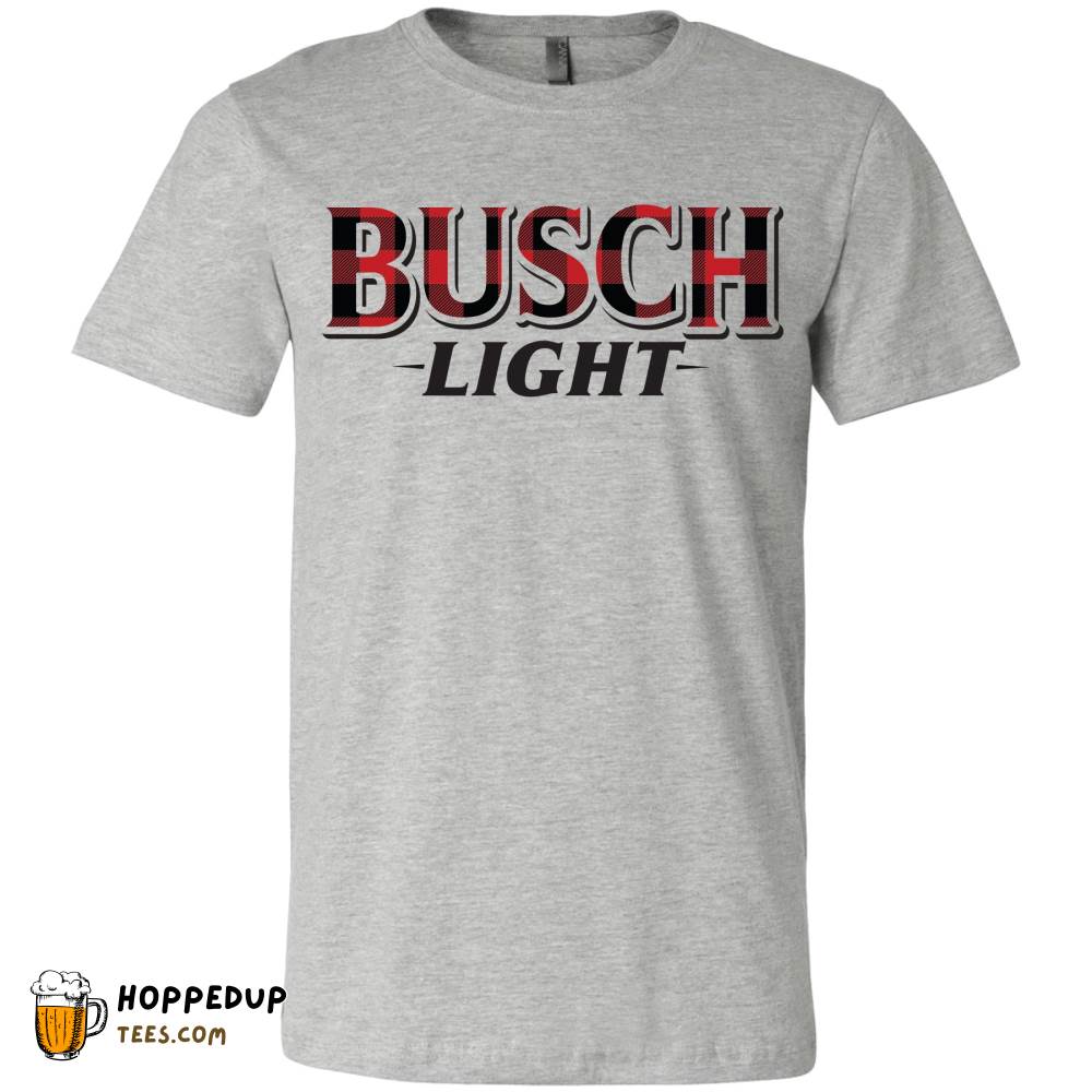 Busch Light Beer Buffalo Plaid Athletic Heather T-Shirt HU