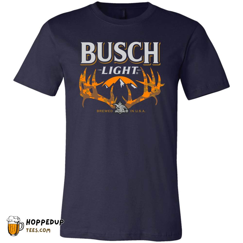 Busch Light Beer Camo Antlers Black Tee HU