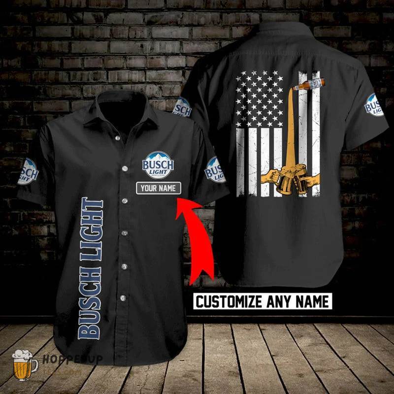 Busch Light  Beer Custom Name Black Hawaiian Shirt