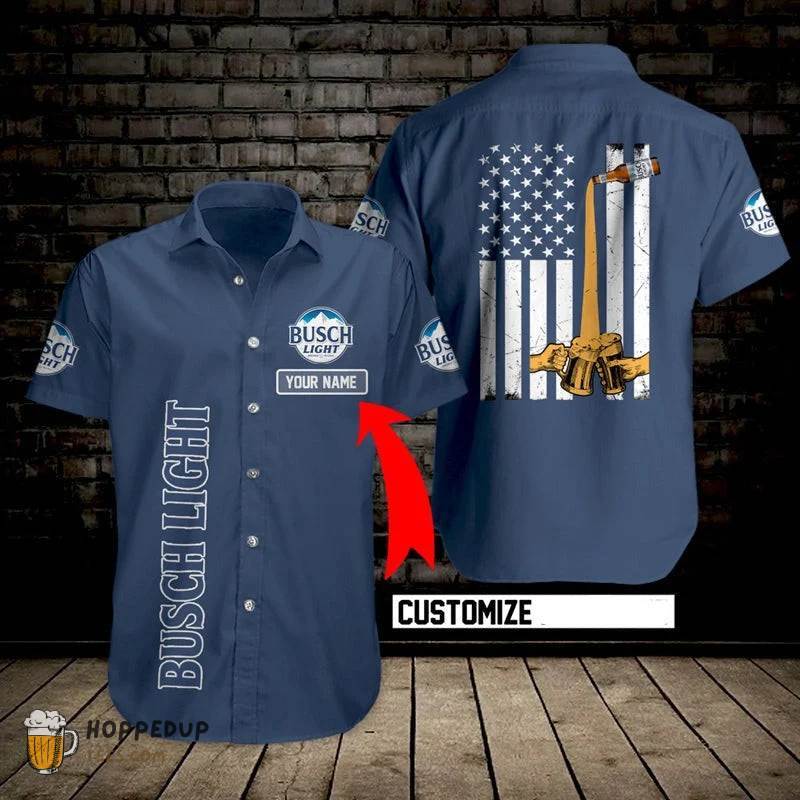 Busch Light Beer Dark Blue Custom Hawaiian Shirt