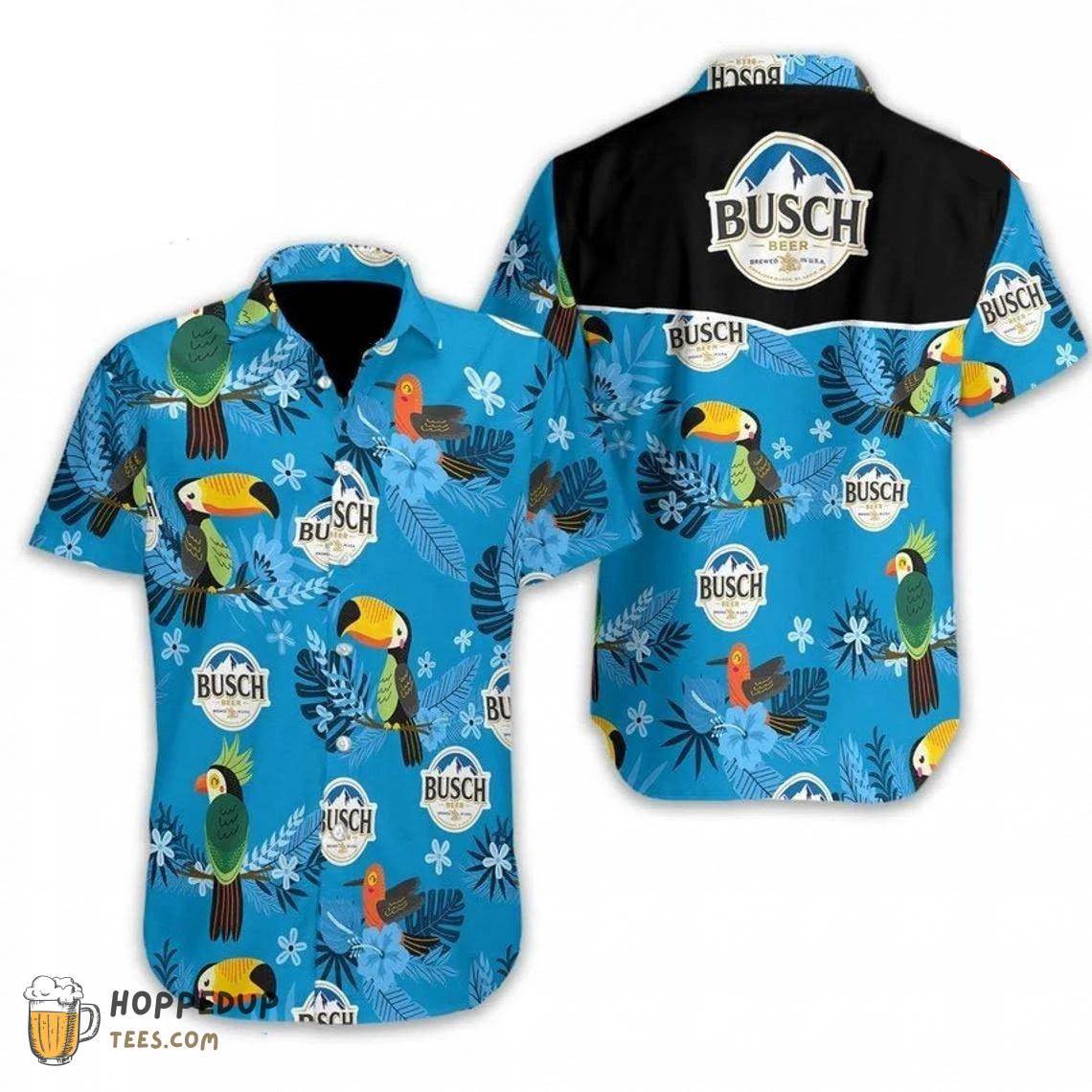 Busch Light Beer  Dark Blue Hawaiian Shirt