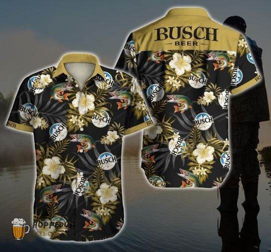 Busch Light Beer Dark Brown Hawaiian Shirt