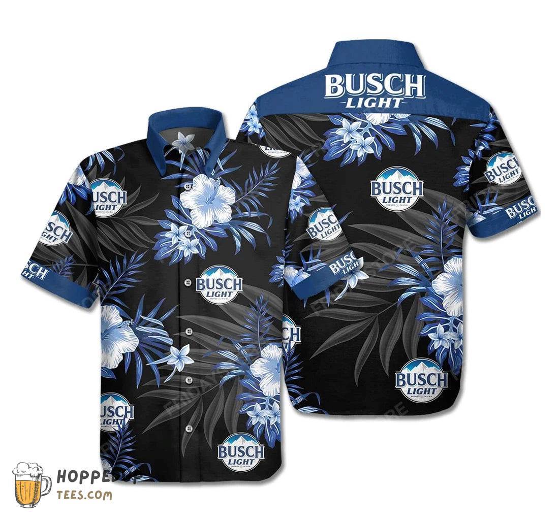 Busch Light Beer Flower Pattern Hawaiian Shirt